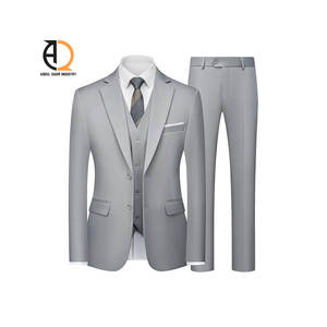 Ensemble de costume décontracté en lin et coton pour homme, coupe ajustée, pour témoin, fermeture simple boutonnage, 2 pièces, vente en gros - Product Image 1
