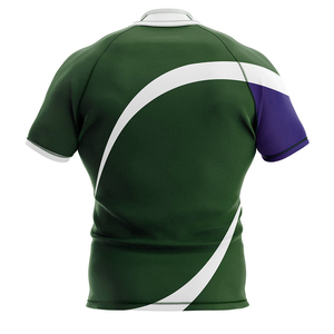 Camiseta de Rugby Sublimada Personalizada para Hombre, Color Verde, Morado y Blanco, Ropa Deportiva, Uniforme de Equipo, Camiseta Deportiva, Camiseta de Rugby - Product Image 2