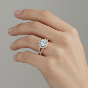 Scalloped Diamond Halo Cathedral Engagement <b>Ring</b> Rose <b>Gold</b> Plated Prong <b>Set</b> for Certified - Product Image 5