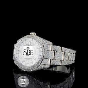 Reloj de Cuarzo Personalizado para Hombre, Estilo Hip Hop, Acero Inoxidable, 41MM, Moissanita, Caja Cuadrada, Cristal de Zafiro de 10mm, Correa de 21mm, 3BAR - Product Image 2