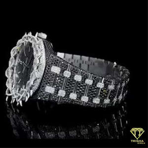 Reloj de Diseño para Hombre con Incrustaciones de Diamantes, Bisel con Puntas, Diamantes Cultivados en Laboratorio VVS, Plata 925, Automático - Product Image 5