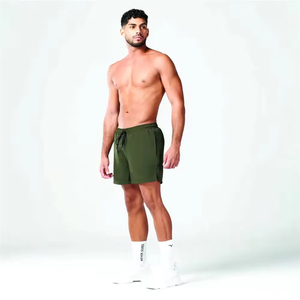 Pantalones Cortos Deportivos para Hombre al por Mayor, de Alta Calidad, con Logotipo Personalizado, Cintura Elástica, Poliéster Transpirable, Color Negro Sólido Informal - Product Image 2