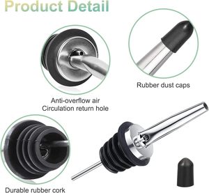 Factory Price Stainless Steel Reusable Durable Eco-Friendly <b>Wine</b> Oil Pourer Classic Free Flow Tapered Spout Bottle <b>Stopper</b> - Product Image 2