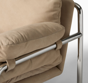 Fauteuil de salon moderne rembourré, structure métallique, dossier solide, assise confortable en mousse, mobilier de maison, design style Barcelone - Product Image 6