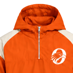 Mens Orange Neutral Colorblock Nylon <b>Hoodie</b> Shorts Set Quarter Zip Lightweight <b>Running</b> Fitness Training Casual Sports Outfit - Product Image 4