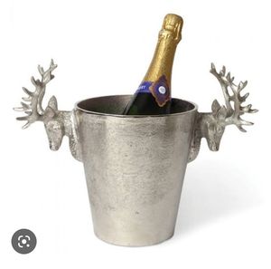 Cubo de hielo para vino de 3L con mango de reno martillado de diseño artesanal en metal fundido, impermeable, fácil de limpiar, para uso industrial, clubes y hoteles - Product Image 1