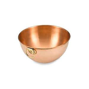 Bol de service en cuivre avec poignées en laiton, design classique en métal poli, passe au lave-vaisselle, bol de service pour la maison - Product Image 5