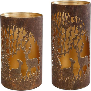 Stag Metal Gold Rustic <b>Tea</b> <b>Light</b> <b>Holder</b> Christmas Decorative Round Metal Votive Candle <b>Holders</b> - Product Image 3