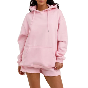 Oversized Clothing Outdoor Sports Hooded <b>Jumper</b> & Shorts Sets Factory Direct Export Quality Durable Stitching Hoodie Set Women - Product Image 5