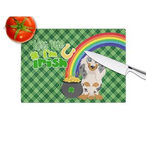 Longhair Cream Dapple Dachshund St. Patrick's Day Planche à découper décorative en verre trempé Ustensiles de cuisine de grande taille - Product Image 4