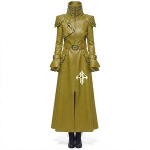 Nuevo Abrigo Largo de Invierno para Mujer, de Cuero Genuino, Antiarrugas, de Primera Calidad, Estilo Gótico, con Cuello Alto y Manga Larga, RIVIAN ATLANTIC - Product Image 2