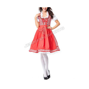 Traditional German Cotton Checkered Dirndl Dress Oktoberfest Outfit Elegant Bavarian Trachten Dress With <b>Skirt</b> Satin Dirndl - Product Image 2