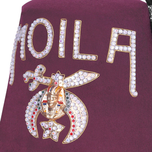 Sombrero Fez Shriners 2026 de Lana Borgoña con una Hilera de Letras de Diamantes de Imitación, Bajo MOQ, Servicio OEM, Sombreros Fez Masónicos al por Mayor - Product Image 3