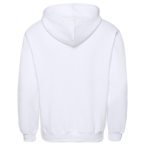 <b>Men's</b> <b>White</b> Hooded Fleece <b>Sweatshirt</b> Regular Fit Solid Color Formal Cotton Pullover Breathable 300g Winter Wear - Product Image 2