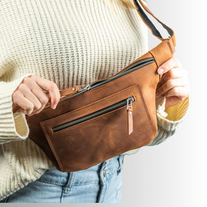 Riñonera de Cuero Genuino Crazy Horse, Estilo Nuevo, con Logotipo Personalizado, Bandolera de Piel de Vaca Auténtica - Product Image 5