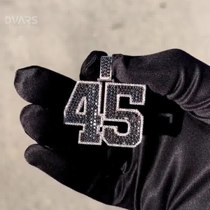 Pendentif personnalisé en moissanite avec nom ou lettre, breloque grand chiffre bicolore, style Hip Hop de luxe, en argent sterling et or - Product Image 1