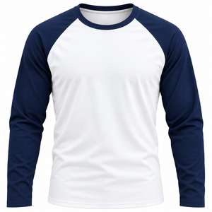 Custom <b>Men</b>’s <b>Long</b> Sleeve Raglan <b>T</b>-<b>Shirt</b> Baseball Tee Crew Neck Casual Cotton <b>Shirt</b> - Product Image 2