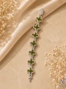 Pulsera de Plata 925 con Moissanita, Cadena de Eslabones de Trébol, Corte Brillante Redondo, Engaste de Garra, Joyería para Regalo o Fiesta - Product Image 1
