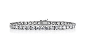 Pulsera de tenis de acero inoxidable con moissanita y plata 925, cristal de corte brillante redondo, joyería clásica de boda para mujer - Product Image 2