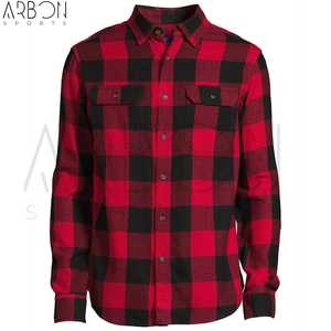 Durable Lightweight Customized Made New Trendy Comfortable Long Sleeve <b>Red</b> and Black <b>Checked</b> Flannel <b>Shirts</b> For <b>Men</b> Wear - Product Image 4