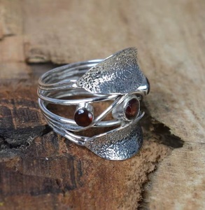 925 Sterling <b>Silver</b> Natural Red <b>Garnet</b> Bohemia Christian Style Handmade Women's GIA Certified Bezel Setting January <b>Ring</b> - Product Image 4