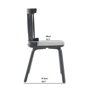 Ensemble de 2 chaises de salle à manger Windsor en bois, dossier à tiges, assise large, style campagnard français, moderne du milieu du siècle, pour salon - Product Image 2