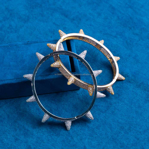 Venta caliente moda Hip Hop Rock deslumbrante CZ piedra columna vertebral brazalete joyería para Mujeres Hombres pulsera y brazaletes - Product Image 5