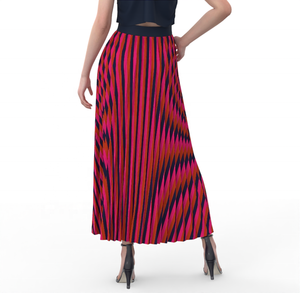 New Fashion Women's High Waist Slim Pleated <b>Skirt</b> Retro Stripe Printing Long Rainbow Design - Product Image 1