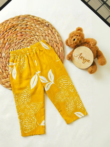 Conjunto de Kurta y Pantalón Peplum Étnico Tradicional Amarillo para Bebés Niñas, Ropa Casual de Algodón de Secado Rápido, Largo hasta la Rodilla, Corte Regular, para Todas las Temporadas - Product Image 4