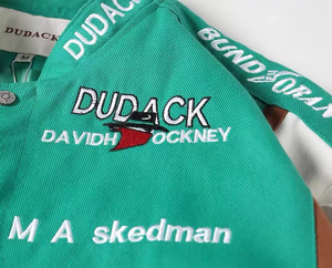 Blouson universitaire de course en coton personnalisé pour hommes et femmes, veste bomber streetwear en coton épais avec broderie graphique - Product Image 4