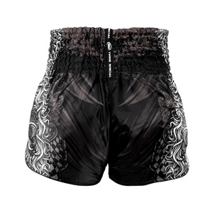 Twins Muay Thai Kickboxing <b>Shorts</b> TTBL Rangda Black/Grey Satin Quick Dry Breathable Lightweight Stretch Unisex Martial Arts - Product Image 5