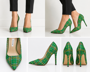 Chaussures à talons aiguilles écossaises de luxe pour femmes, motif tartan, sur mesure, pour acheteurs en gros - Product Image 4