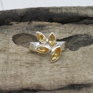 925 Sterling Silver Natural Citrine Gemstone <b>Ring</b> Handmade <b>Dainty</b> Yellow Stone Minimalist Engagement <b>Ring</b> for Women - Product Image 1