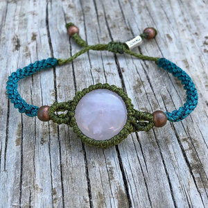 Handcrafted Macrame Moonstone <b>Bracelet</b> Teal Green Cord <b>Copper</b> Beads Adjustable Boho Healing Jewelry for Women - Product Image 3
