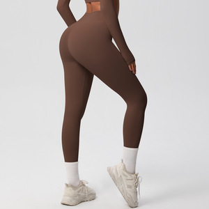 High Waist Knitted Solid Color <b>Leggings</b> with Pockets Stretchy Breathable Seamless Quick Dry Comfortable All Seasons Wear - Product Image 3