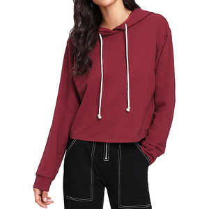 Sudadera con Capucha para Mujer, Manga Larga, Corta, Informal, de Color Sólido, Tejida en Algodón Transpirable, Estilo Otoñal - Product Image 3