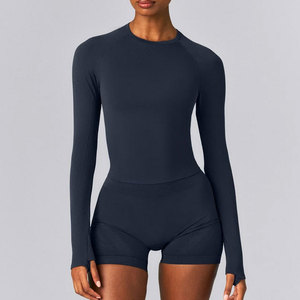 Camiseta Deportiva Ajustada para Mujer, Ropa de Fitness, Manga Larga, Puños con Orificios para Pulgares, Compresión, Alta Elasticidad - Product Image 5