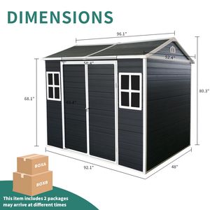 Casetta da Giardino in Resina 8x4ft con Porta Lucchettabile e 2 Finestre, Ripostiglio Esterno in Plastica per Attrezzi, Pavimento in Resina per Stoccaggio - Product Image 6