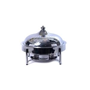 Casserole ronde en acier inoxydable avec poignées en bois, chauffe-plats isolé, 33 cm, design moderne - Product Image 3
