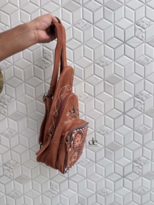 New Boot Stitch <b>Backpack</b> Hand Tooled Carving Bag Suede Leather <b>Backpack</b> Stylish School Bags Unisex Bags Wholesale Bulk Product - Product Image 2