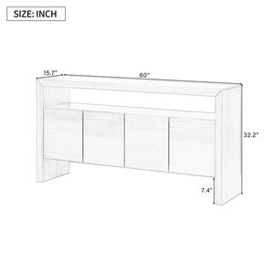 U_Style Credenza Moderna Minimalista a 4 Ante in Legno Massello Impiallacciato da 60 Pollici, Grande Capacità con Ripiano Aperto e Venature Naturali del Legno - Product Image 4
