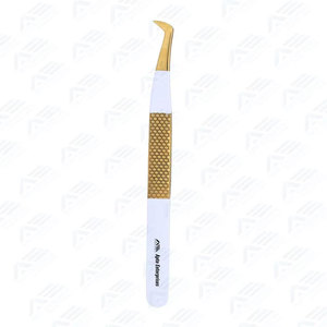Pince à cils Apto Enterprises en acier inoxydable durable avec poignée diamantée et surface dentelée/lisse pour extensions de cils - Product Image 6