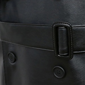 Manteau long croisé en mélange de coton premium pour homme, élégant, formel et décontracté, idéal pour l'hiver, avec ajustement ajustable - Product Image 3