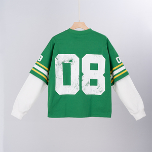 Green Oversized Long Sleeve Thermal T Shirt Men Breathable Knitted Streetwear Crew Neck Front Graphic <b>Tee</b> - Product Image 2