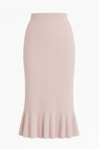 Falda Midi Casual de Lana Acanalada para Mujer, Corte A, Cintura Alta, Ajuste Elástico Cómodo, Elegante, Venta al Por Mayor - Product Image 4