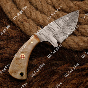 Cuchillo de bolsillo EDC mini de 3 pulgadas hecho a mano de acero de Damasco con mango de cuerno de carnero para camping, supervivencia al aire libre, caza multiusos y bricolaje - Product Image 6