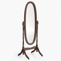 Classic Traditional Decorative Wooden Cheval Floor Mirror Freestanding Oval Dressing Mirror Adjustable Full Length Solid Wood