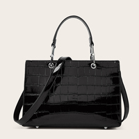 Sac à main en cuir à motif crocodile pour femme, grand sac à main pour ordinateur portable, fermeture à glissière, doublure en coton, deux poignées, poche portable
