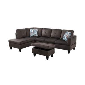 Juego de sofás de franela gris para sala de estar de 3 piezas - Product Image 5