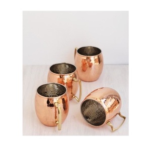 premium hammered copper plated <b>mugs</b> for moscow mule cocktails stylish durable drinkware <b>set</b> for home bar kitchen gifts - Product Image 3